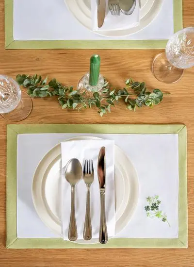 placemat on table with decor from above